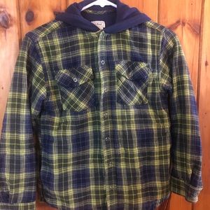 LL Bean hooded flannel/fleece snap shirt 10/12